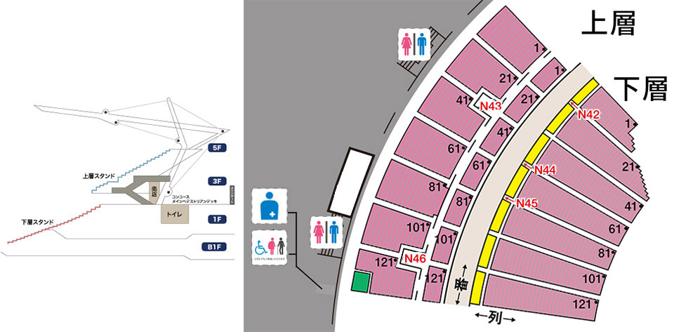 下層 N1 番 座席案内 味の素スタジアム